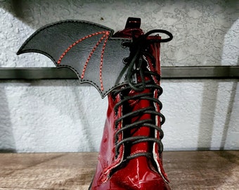 Aile de chauve-souris pour bottes chaussures 100 % cuir pleine fleur gothique métal punk Halloween fait main