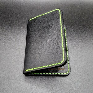 Cartera de cuero hecha a mano cosida a mano de cuero de búfalo de grano completo Cartera de tarjeta delgada Cartera de bolsillo frontal