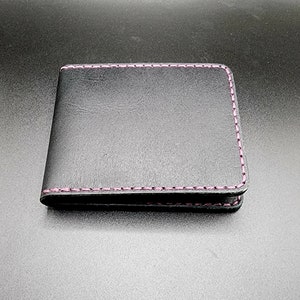 Cartera de cuero hecha a mano cosida a mano cuero de búfalo de grano completo 8 bolsillos cartera delgada minimalista con bolsillo frontal