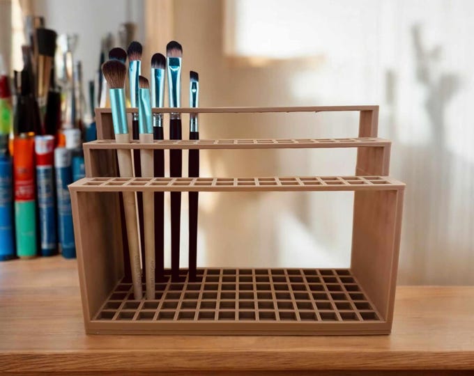 Handmade 84-Slot Brush Holder: Paint & Makeup Brush Organizer