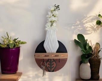 Sage Color Key Holder With Round Minimalist Shelf, Entryway Decorative ...