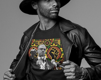 Malcolm X T-Shirt, Black History Month African Art Tee