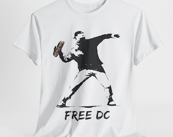 DC Sandwich Thrower Banksy Inspired Tee, Free DC Statehood Advocate Anti-Trump Shirt, Washington Resistance Abolish ICE Top