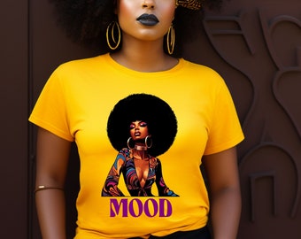 Afro Girl Shirt Retro Vibe Black Fashionistas Old School Shirt African American Vintage Black Woman Art 70s Tee Femme Fatale Afrofuturism