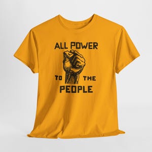 Power to the People Tee, Black Panther Party Top Gold