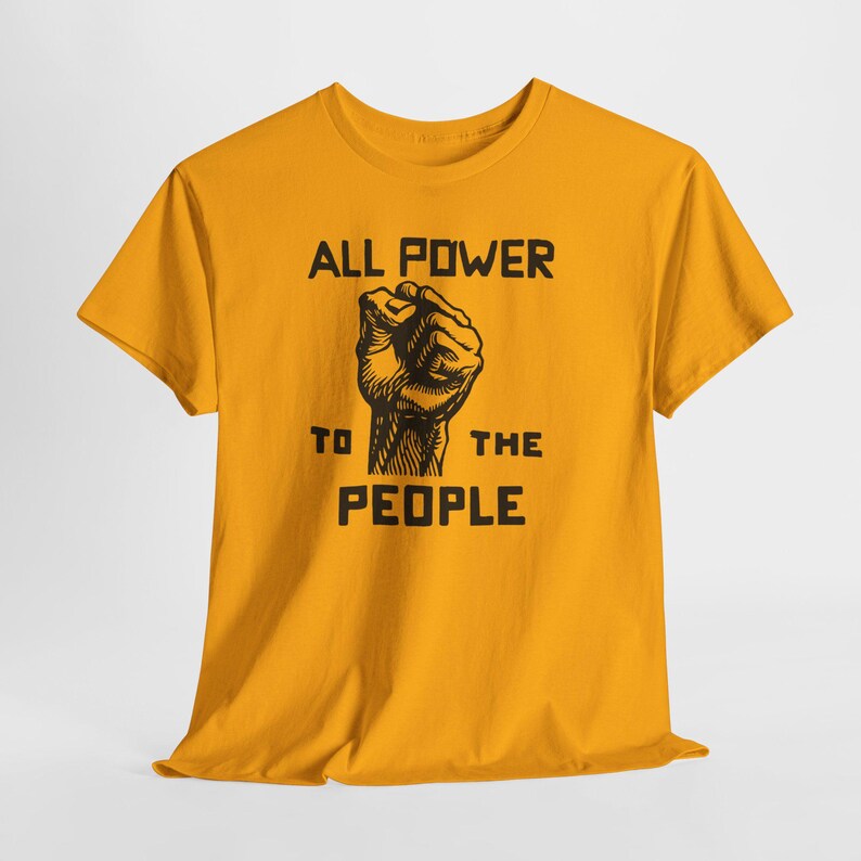 Power to the People Tee, Black Panther Party Top Gold