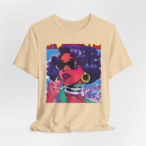 Black Femme Fatale T-shirt: Afrofuturism African American Icon Soft Cream