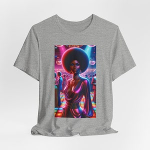 Afro Woman Shirt 70s Vibe Black Fashionistas Old School Vintage Look African American Tee Black Girl Magic Disco Tee Femme Fatale Athletic Heather