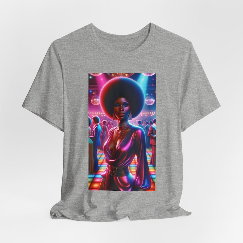 Afro Woman Shirt 70s Vibe Black Fashionistas Old School Vintage Look African American Tee Black Girl Magic Disco Tee Femme Fatale Athletic Heather