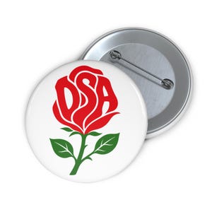 Pin de los Socialistas Democráticos de América / Botón político de izquierda con la rosa discreta de la DSA