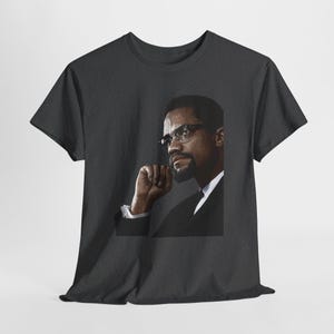 Malcolm X T-Shirt Black Power Civil Rights History Tee Dark Heather