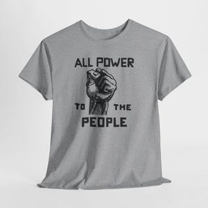 Power to the People Tee, Black Panther Party Top Sport Grey