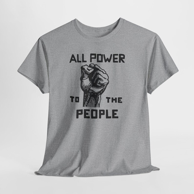 Power to the People Tee, Black Panther Party Top Sport Grey