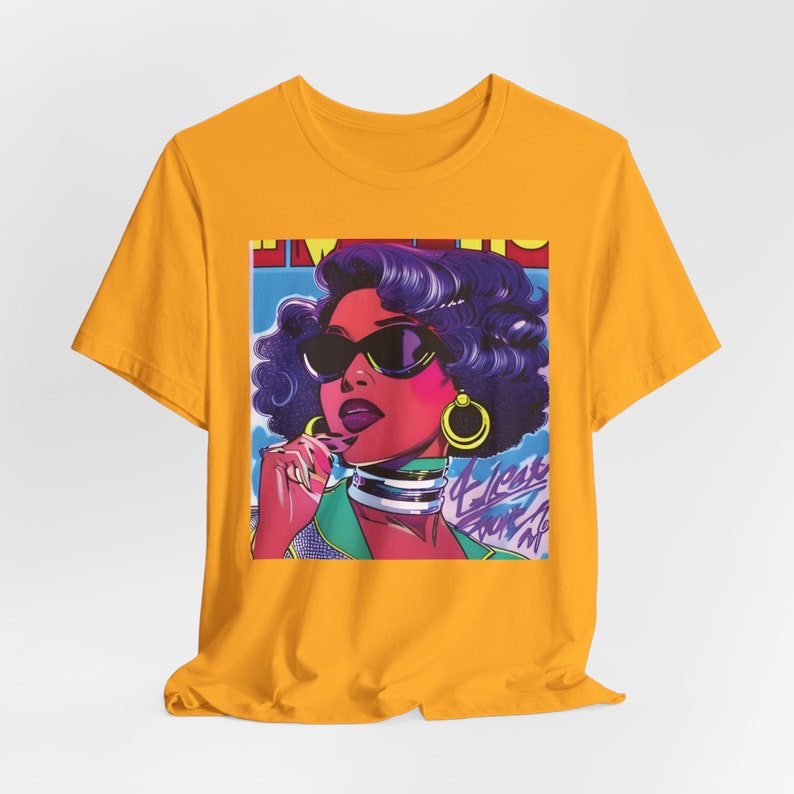 Black Femme Fatale T-shirt: Afrofuturism African American Icon Gold