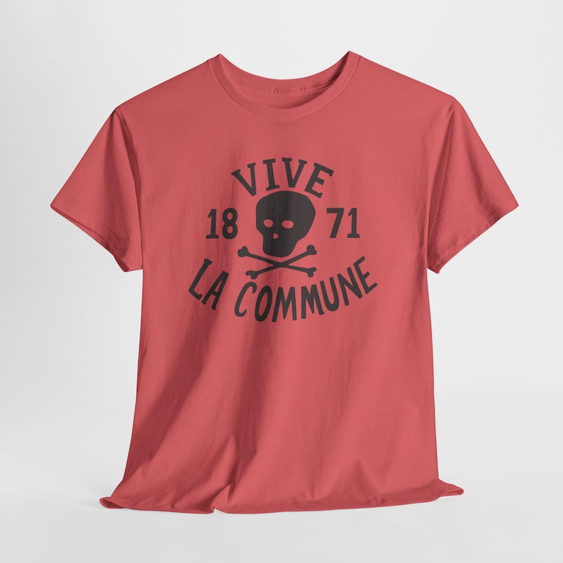 Paris Commune Historical Leftist T-Shirt, Vintage Socialist Propaganda Shirt, Retro Revolutionary Progressive Tee Coral Silk