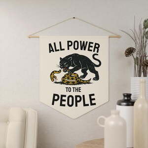 All Power to the People | Black Panther Party Illustration Pennant | Vintage Political Banner Wall Flag image 2