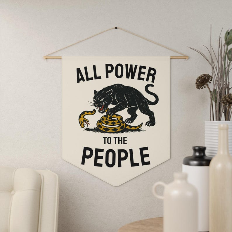 All Power to the People | Black Panther Party Illustration Pennant | Vintage Political Banner Wall Flag image 2