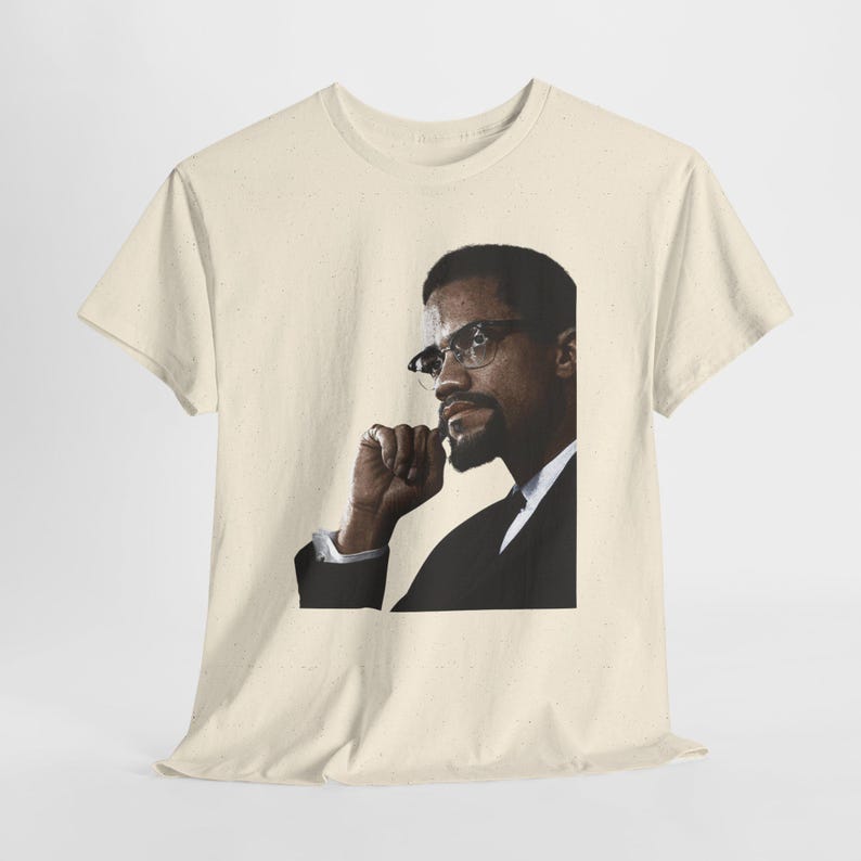 Malcolm X T-Shirt Black Power Civil Rights History Tee Natural