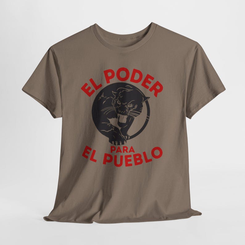 Black Panther Party for Self Defense Tee, All Power to the People Tshirt, El Poder Para El Pueblo Shirt Brown Savana
