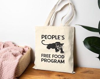 Black Panther Party Free Food Program Tote Bag - Socialist Gift, Free Angela Davis, Black Panther Canvas Tote, Fred Hampton Lives