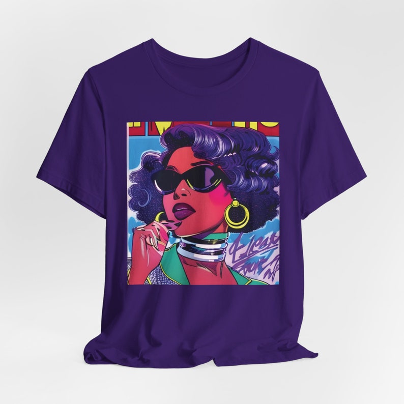 Black Femme Fatale T-shirt: Afrofuturism African American Icon Team Purple