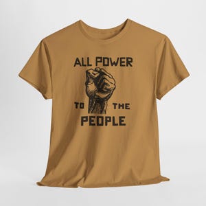 Power to the People Tee, Black Panther Party Top Old Gold