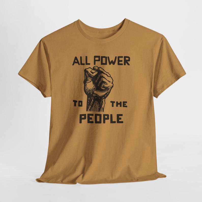 Power to the People Tee, Black Panther Party Top Old Gold