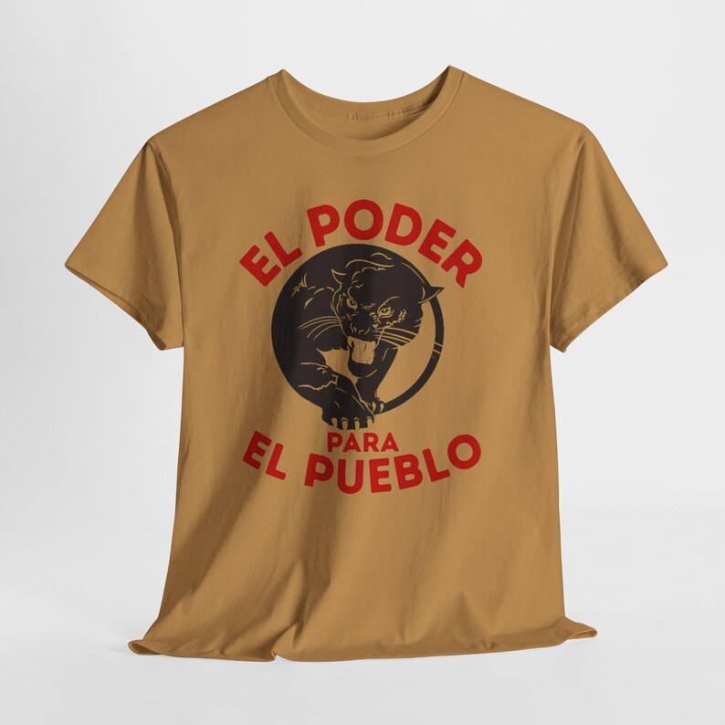 Black Panther Party for Self Defense Tee, All Power to the People Tshirt, El Poder Para El Pueblo Shirt Old Gold