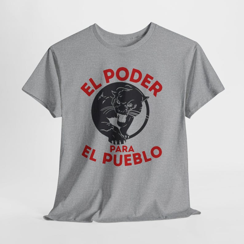 Black Panther Party for Self Defense Tee, All Power to the People Tshirt, El Poder Para El Pueblo Shirt Sport Grey