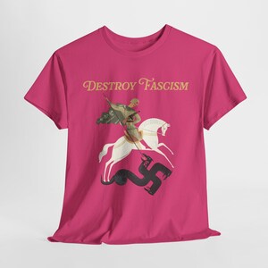 Destroy Fascism Save Democracy Tee, St George Antifascist Design Heliconia