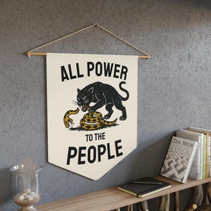 All Power to the People | Black Panther Party Illustration Pennant | Vintage Political Banner Wall Flag image 3