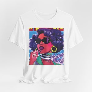 Black Femme Fatale T-shirt: Afrofuturism African American Icon White