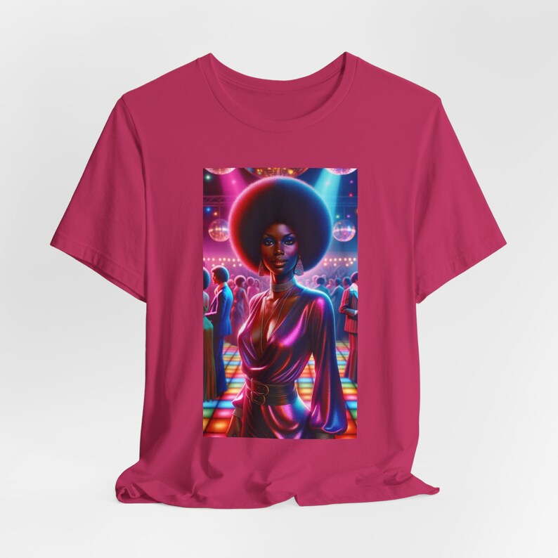 Afro Woman Shirt 70s Vibe Black Fashionistas Old School Vintage Look African American Tee Black Girl Magic Disco Tee Femme Fatale Berry