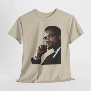 Malcolm X T-Shirt Black Power Civil Rights History Tee Sand
