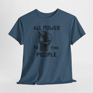 Power to the People Tee, Black Panther Party Top Indigo Blue
