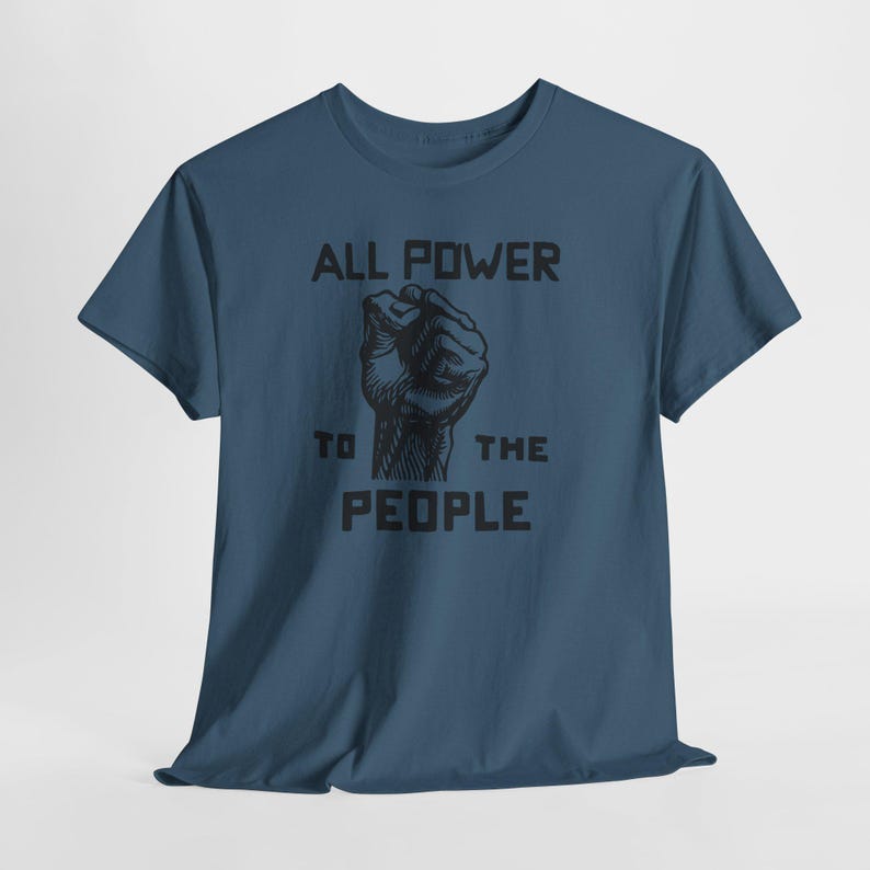 Power to the People Tee, Black Panther Party Top Indigo Blue