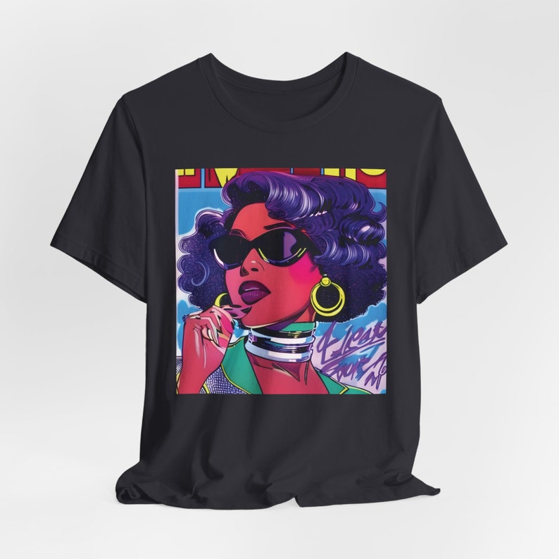 Black Femme Fatale T-shirt: Afrofuturism African American Icon Dark Grey