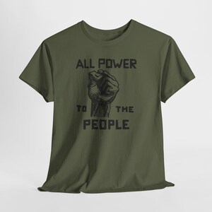Power to the People Tee, Black Panther Party Top Military Green