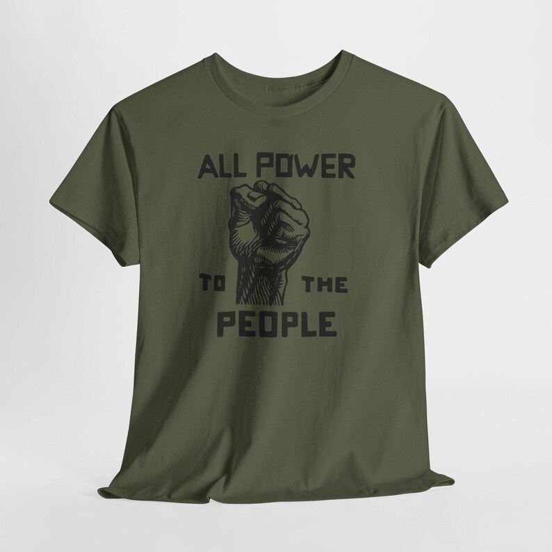 Power to the People Tee, Black Panther Party Top Military Green