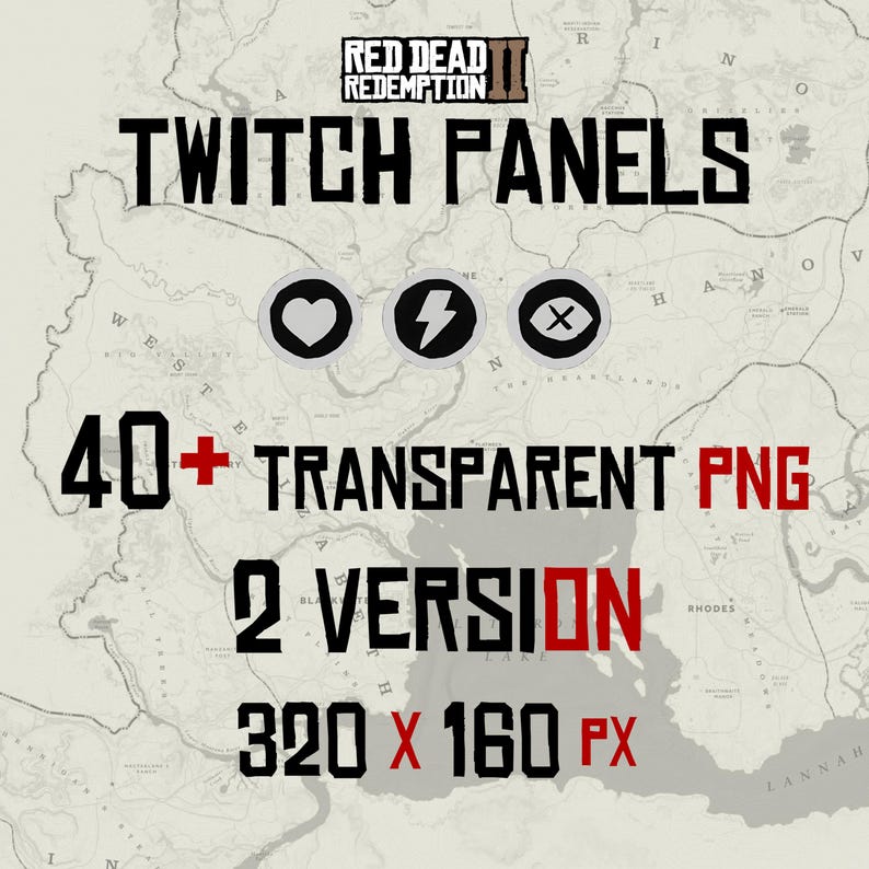 Subtitle Panel Rdr2 RDR2 Twitch Panels 2 Versions 40+panels Ready to Use PNG 320x160px ...