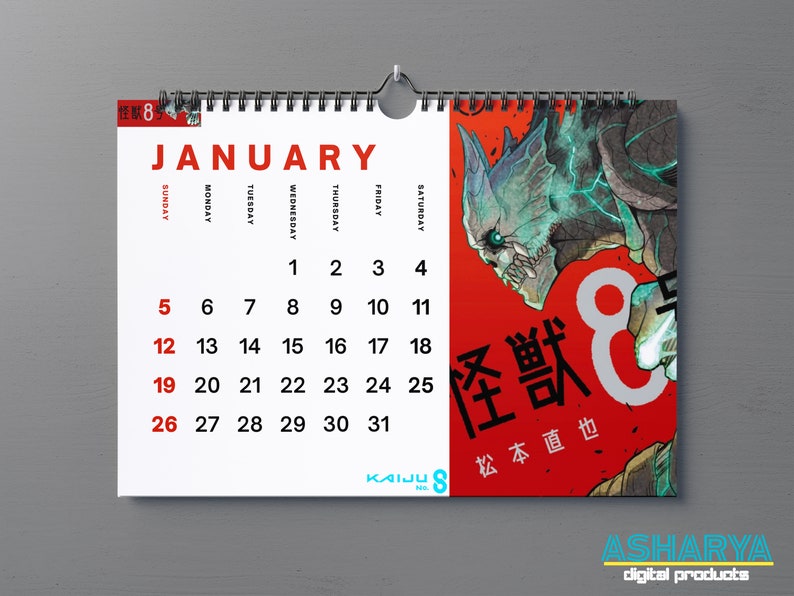 Anime Calendar 2025 Kaiju Number 8 Inspired Editable/printable (digital