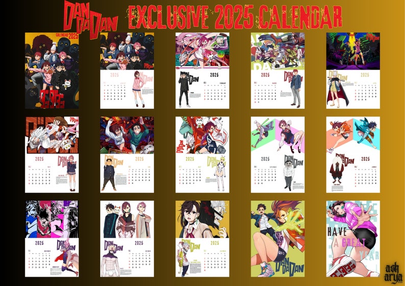 Anime Calendar 2025 DANDADAN Inspired Editable Templates & Ready to Print digital Download Only