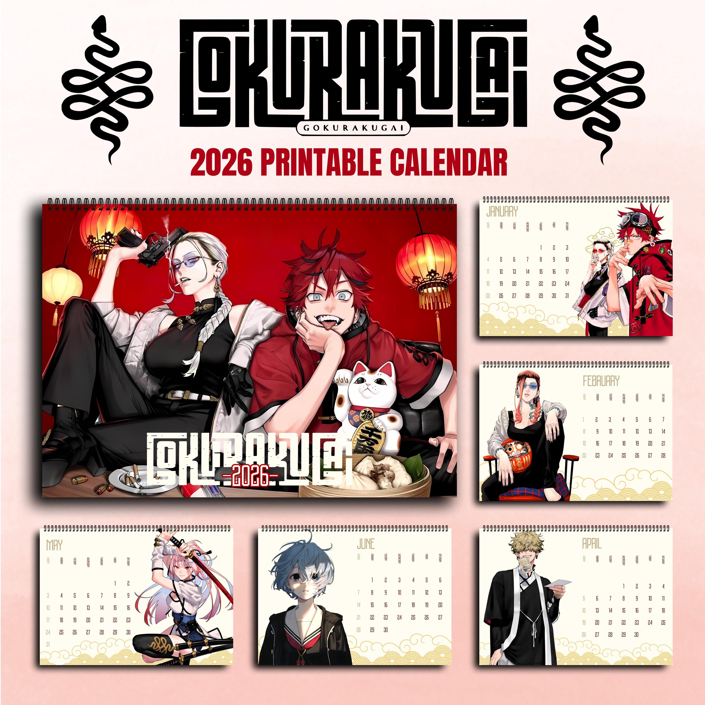 Gokurakugai Anime Calendar 2026: Manga Inspired Printable PDF