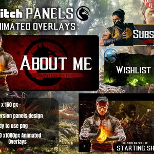 Twitch panels & Overlays Bundle Pack Mortal Kombat 1 Inspired