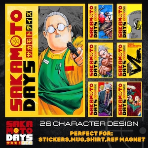 Sakamoto Days Anime Stickers: 26 PNG Designs (Digital Download)