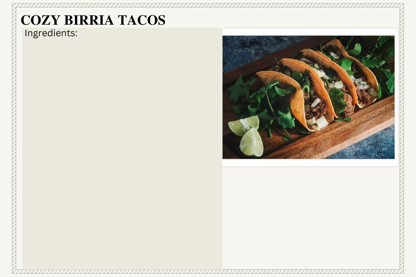 Cozy Birria Tacos Recipe Card - Etsy