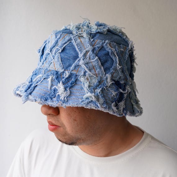 Upcycled Patchwork Denim Bucket Hat – Handmade Ri… - image 3