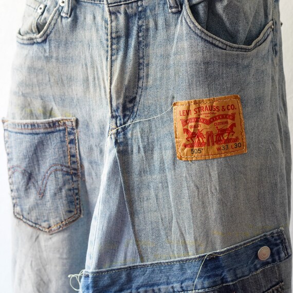 Upcycled Patchwork Denim Skirt – Ripped Asymmetri… - image 8