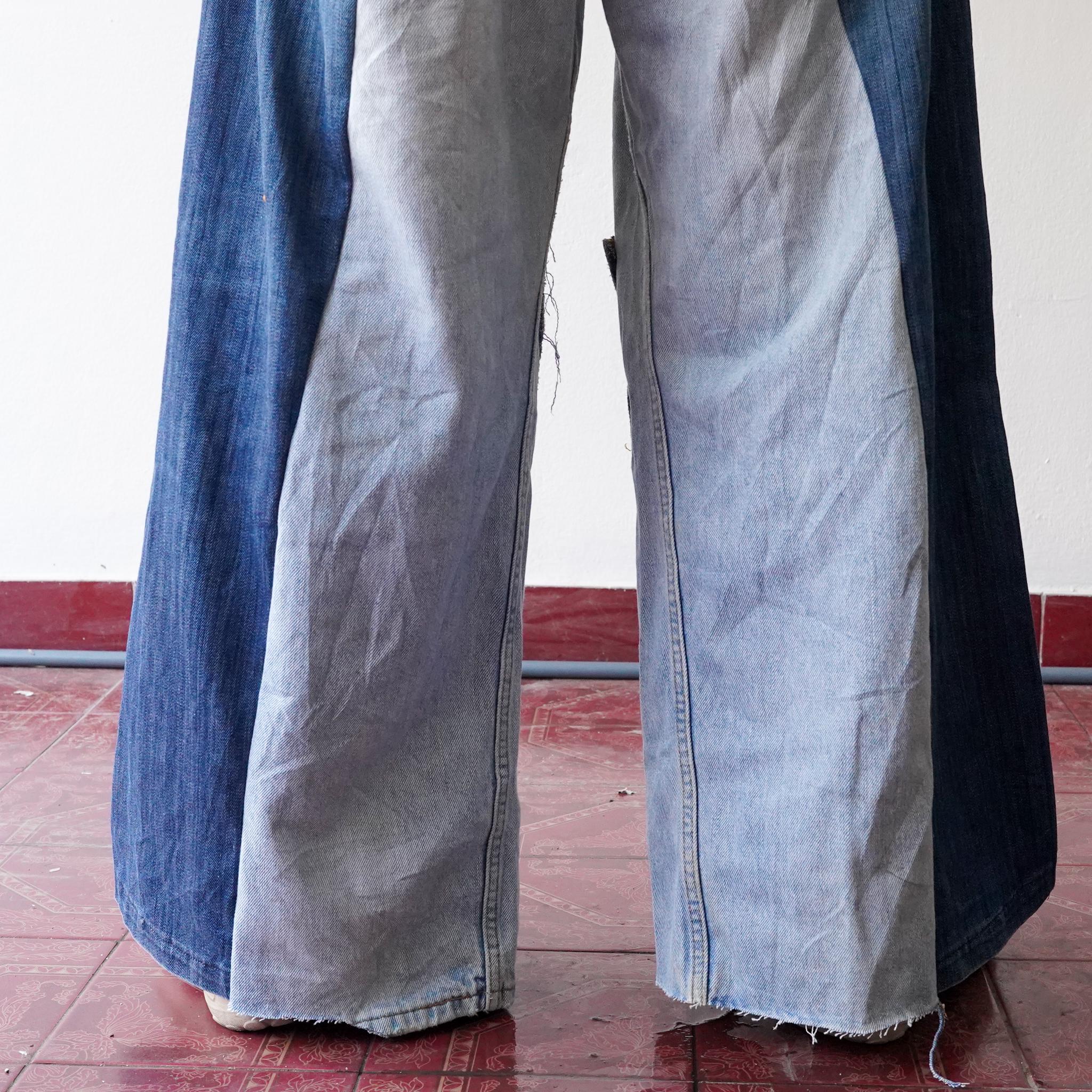 90s Upcycled Patchwork Denim Distressed Jeans Artisan Baggy
