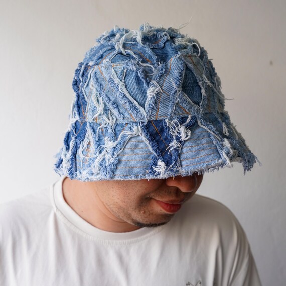 Upcycled Patchwork Denim Bucket Hat – Handmade Ri… - image 4